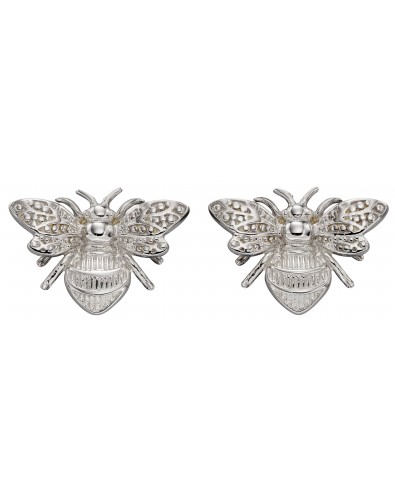 Mon-bijou - D2323 - Boucle d'oreille abeille en or blanc 375/1000