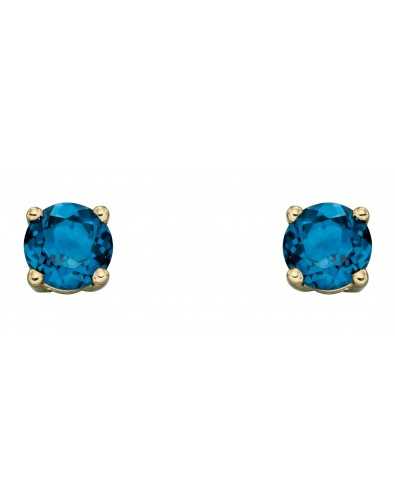 Boucle d'oreille topaze bleue en or 375