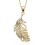 Collier plume d'or et or blanc 375