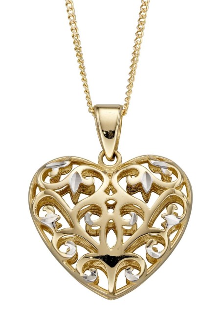 Mon-bijou - D2229 - Collier coeur en or et or blanc 375/1000