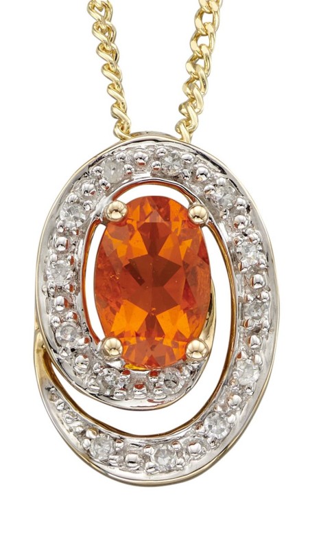 Mon-bijou - D2232a - Collier diamant et opal de feux en or 375/1000