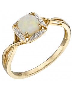 Mon-bijou - D569 - Bague opale et diamant en or 375/1000