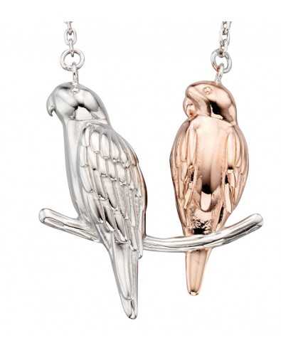 Collier oiseaux plaqué or rose en argent 925