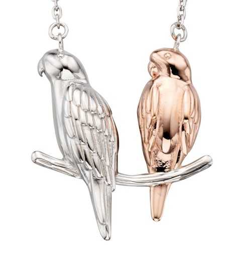 Collier oiseaux plaqué or rose en argent 925