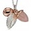 Collier noisette quartz rose et feuille plaqué or rose en argent 925