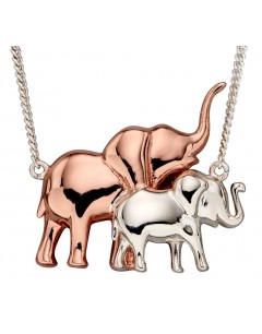 Mon-bijou - D4365 - Collier elephants plaqué or rose en argent 925/1000