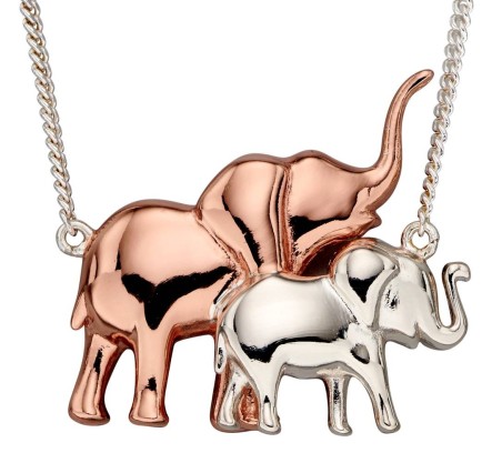 Mon-bijou - D4365 - Collier elephants plaqué or rose en argent 925/1000