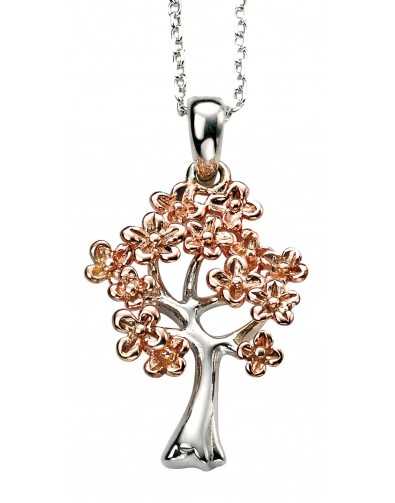 Collier arbre de vie plaqué or rose en argent 925