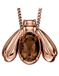 Mon-bijou - D4677a - Collier abeille quartz fumé plaqué or rose en argent 925/1000