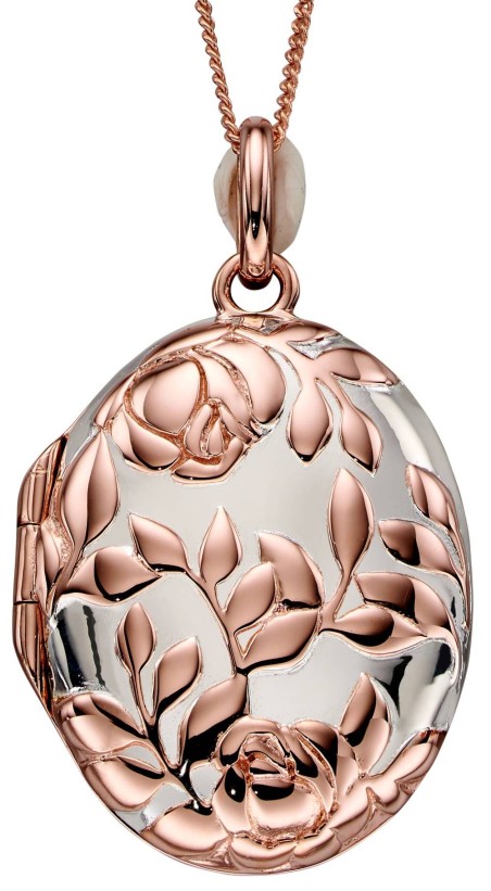Mon-bijou - D4702 - Collier pendentif photo motif fleur plaqué or rose en argent 925/1000