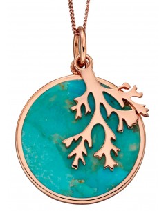 Mon-bijou - D4833 - Collier turquoise plaqué or rose en argent 925/1000