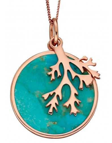 Collier turquoise plaqué or rose en argent 925