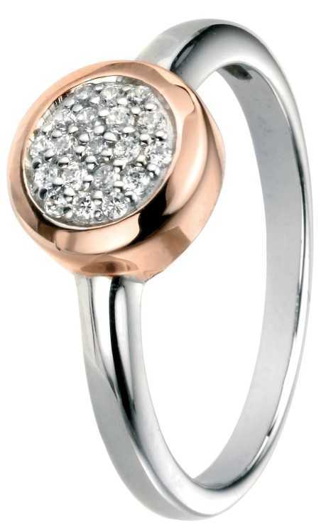 Mon-bijou - D3454 - Bague zirconia plaqué or rose en argent 925/1000