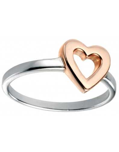 Bague cœur plaqué or rose en argent 925