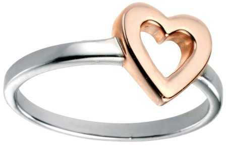 Mon-bijou - D3461a - Bague coeur plaqué or rose en argent 925/1000