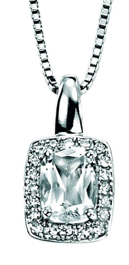 Collier topaze blanc et diamant en Or blanc 375/1000 carats