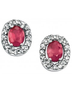 Mon-bijou - D703 - Boucle d'oreille rubis et diamant en Or blanc 375/1000