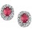 Boucle d'oreille rubis et diamant en or blanc 375