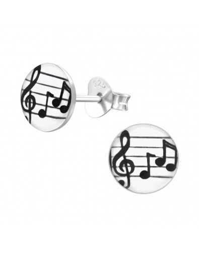 Boucle d'oreille musique en argent 925