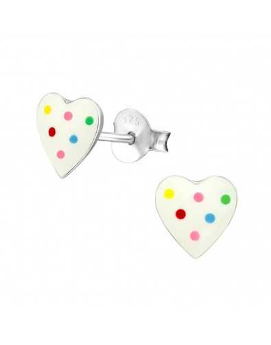 Boucle d'oreille cœur multicolore en argent 925