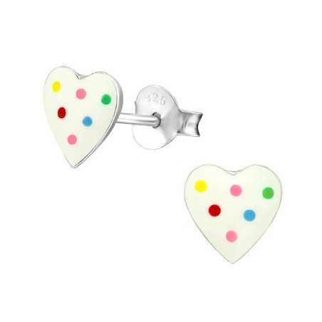 Boucle d'oreille cœur multicolore en argent 925