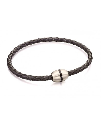 Mon-bijou - D4915a - Bracelet tendance acier inoxydable en cuir