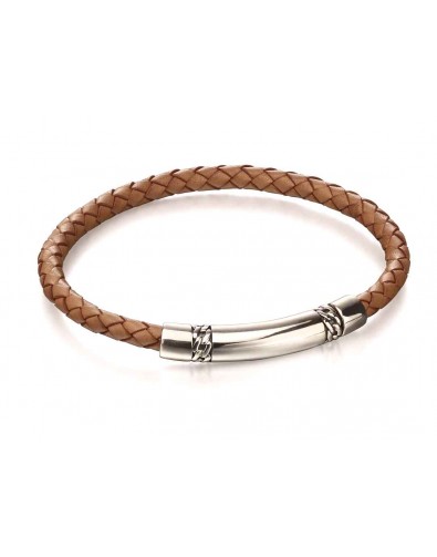 Mon-bijou - D4973 - Bracelet chic cuir en argent 925/1000
