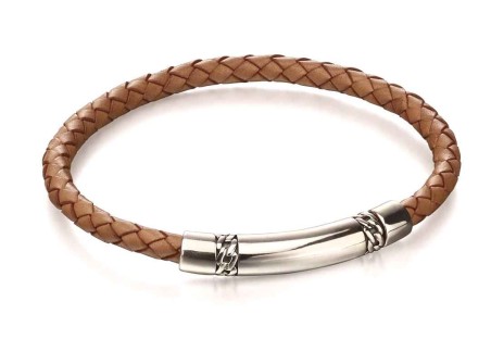 Mon-bijou - D4973 - Bracelet chic cuir en argent 925/1000
