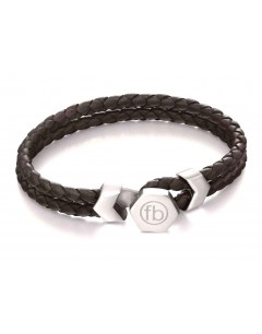 Mon-bijou - D4977 - Bracelet original acier inoxydable en cuir