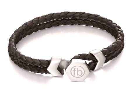 Mon-bijou - D4977 - Bracelet original acier inoxydable en cuir