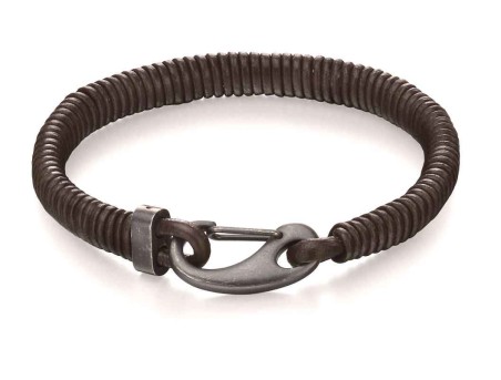 Mon-bijou - D4983 - Bracelet original acier inoxydable en cuir