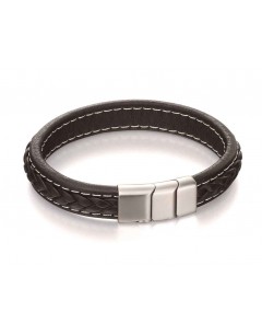 Mon-bijou - D4984 - Bracelet classe acier inoxydable en cuir