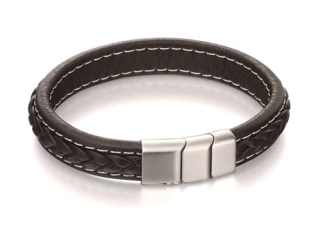 Mon-bijou - D4984 - Bracelet classe acier inoxydable en cuir
