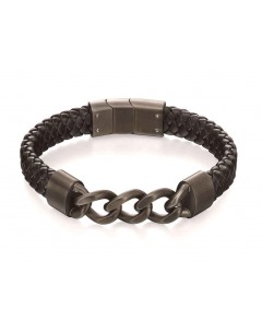 Mon-bijou - D4999 - Bracelet original acier inoxydable en cuir