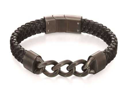 Bracelet tendance acier inoxydable en cuir de vachette véritable