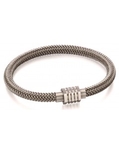 Mon-bijou - D5054 - Bracelet nylon gris en acier inoxydable