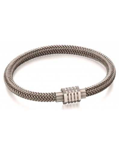 Bracelet nylon gris en acier inoxydable