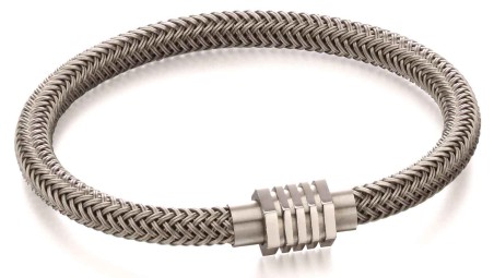 Mon-bijou - D5054 - Bracelet nylon gris en acier inoxydable