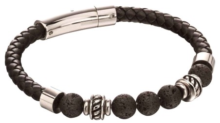 Mon-bijou - D5097  - Bracelet original cuir en acier inoxydable