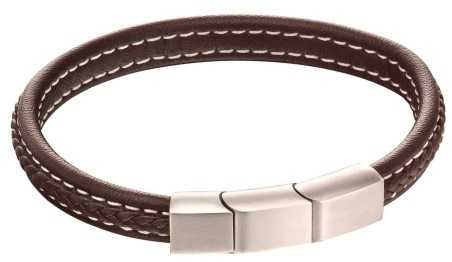 Bracelet cuir de vachette véritable en acier inoxydable