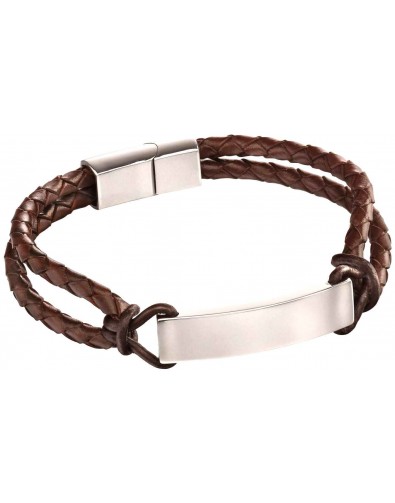 Mon-bijou - D5122 - Bracelet original cuir en acier inoxydable