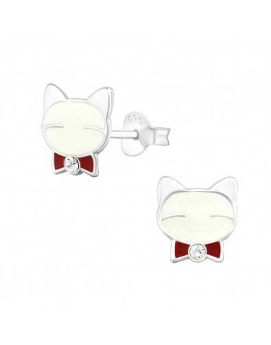 Boucle d'oreille chat en argent 925