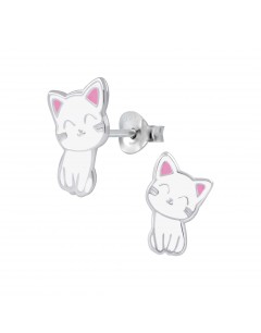 Mon-bijou - FF2001 - Boucle d'oreille chat en argent 925/1000