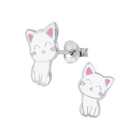 Boucle d'oreille chat en argent 925