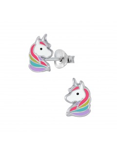 Mon-bijou - FF2350 - Boucle d'oreille licorne multi-color en argent 925/1000