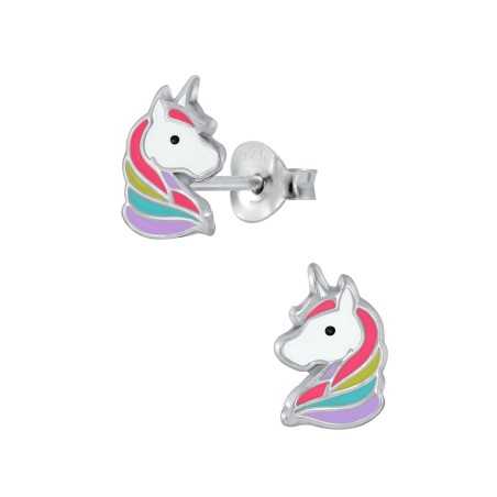 Boucle d'oreille licorne multicolore en argent 925