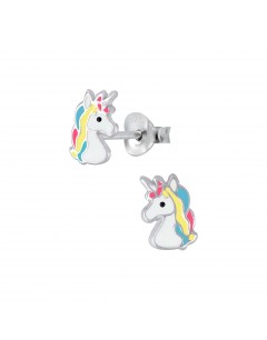 Mon-bijou - FF2426 - Boucle d'oreille licorne multi-color en argent 925/1000