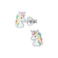 Boucle d'oreille licorne multicolore en argent 925