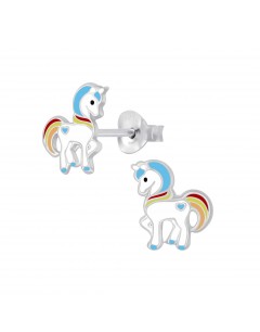 Mon-ou - FF4084 - Boucle d'oreille chevaux en argent 925/1000