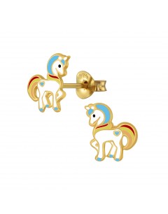 Moijou - FF4087 - Boucle d'oreille chevaux doré en argent 925/1000
